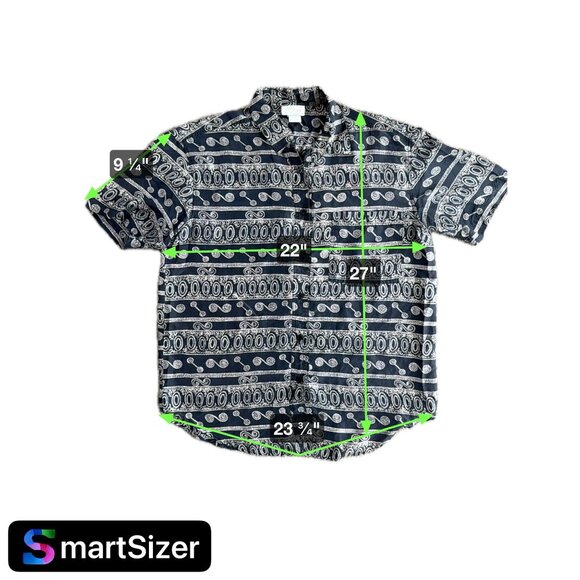 J‎ Arnold Silk Shirt Mens M Paisley Tribal Gray Short Sleeve Button Up Collared - Picture 2 of 5